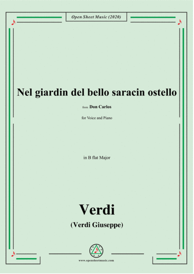 Verdi-Nel giardin del bello saracin ostello,in B flat Major,for Voice and Piano (arr. MSM)