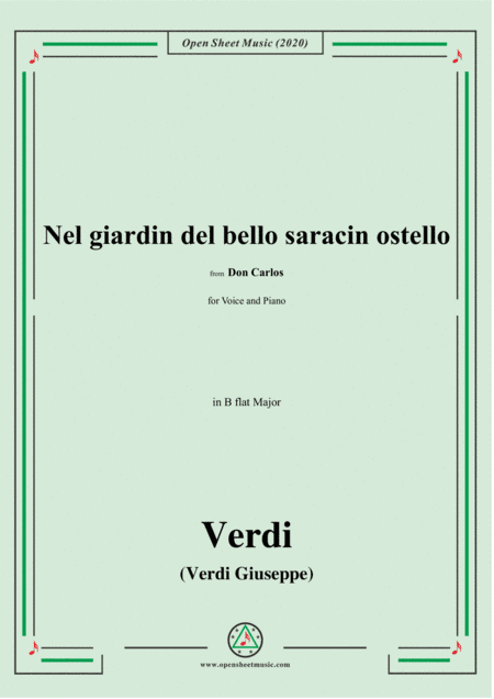 Verdi-Nel giardin del bello saracin ostello,in B flat Major,for Voice and Piano (arr. MSM)