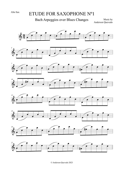 Etude For Saxophone nº1 - Bach Arpeggios Over Blues Changes - Alto Saxophone