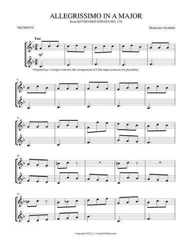 Allegrissimo in A Major (from Keyboard Sonata No. 176) (arr. Mark Phillips)