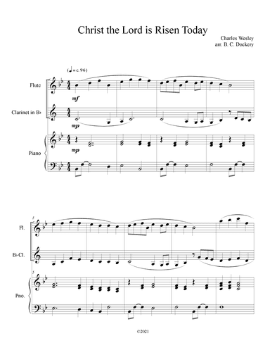 Christ the Lord is Risen Today (Flute and Clarinet Duet with Piano Accompaniment) (arr. B. C. Dockery)