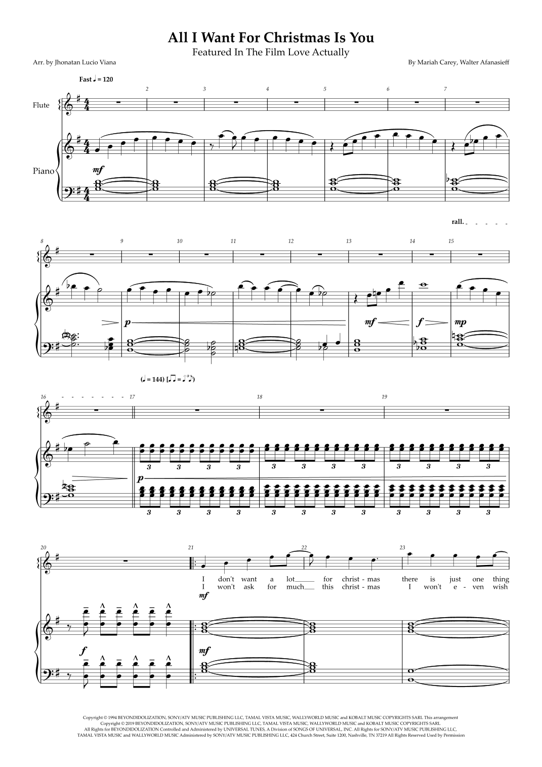All I Want For Christmas Is You (arr. Jhonatan Lucio Viana)
