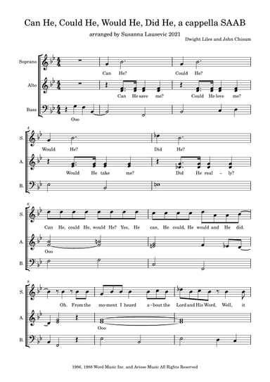 Can He, Could He, Would He, Did He? (arr. Susanna Lausevic)