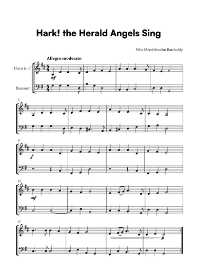 Felix Mendelssohn Bartholdy - Hark the Herald Angels Sing (for French Horn and Bassoon) (arr. Cadenza Editions)