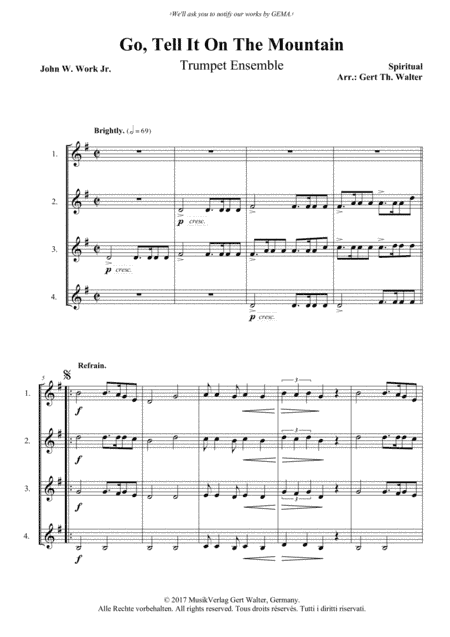 Go, Tell It On The Mountain (arr. Gert Th. Walter)