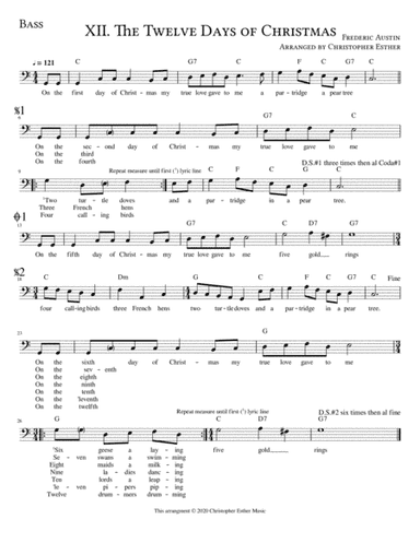 The Twelve Days of Christmas for Bass Voice (arr. Christopher Esther)