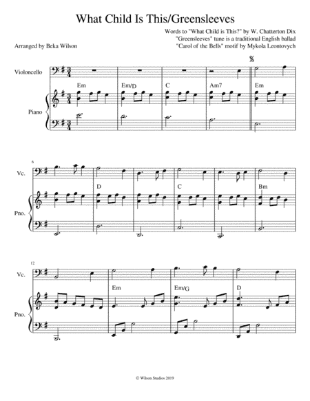 What Child is This?/Greensleeves--cello solo (arr. Beka Wilson)