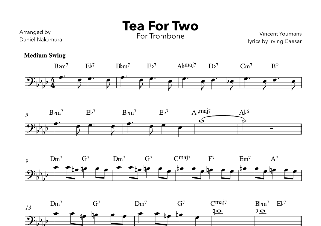 Tea For Two (For Trombone with Chords) (arr. Daniel Nakamura)