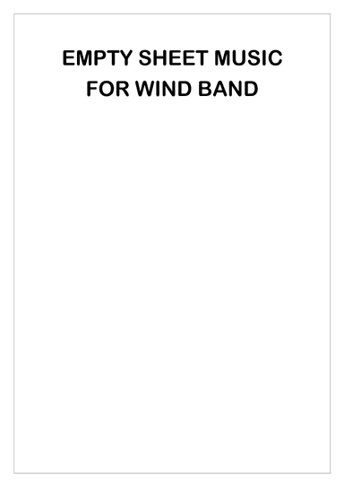 Blank Sheet Music for Wind Band - Score Only