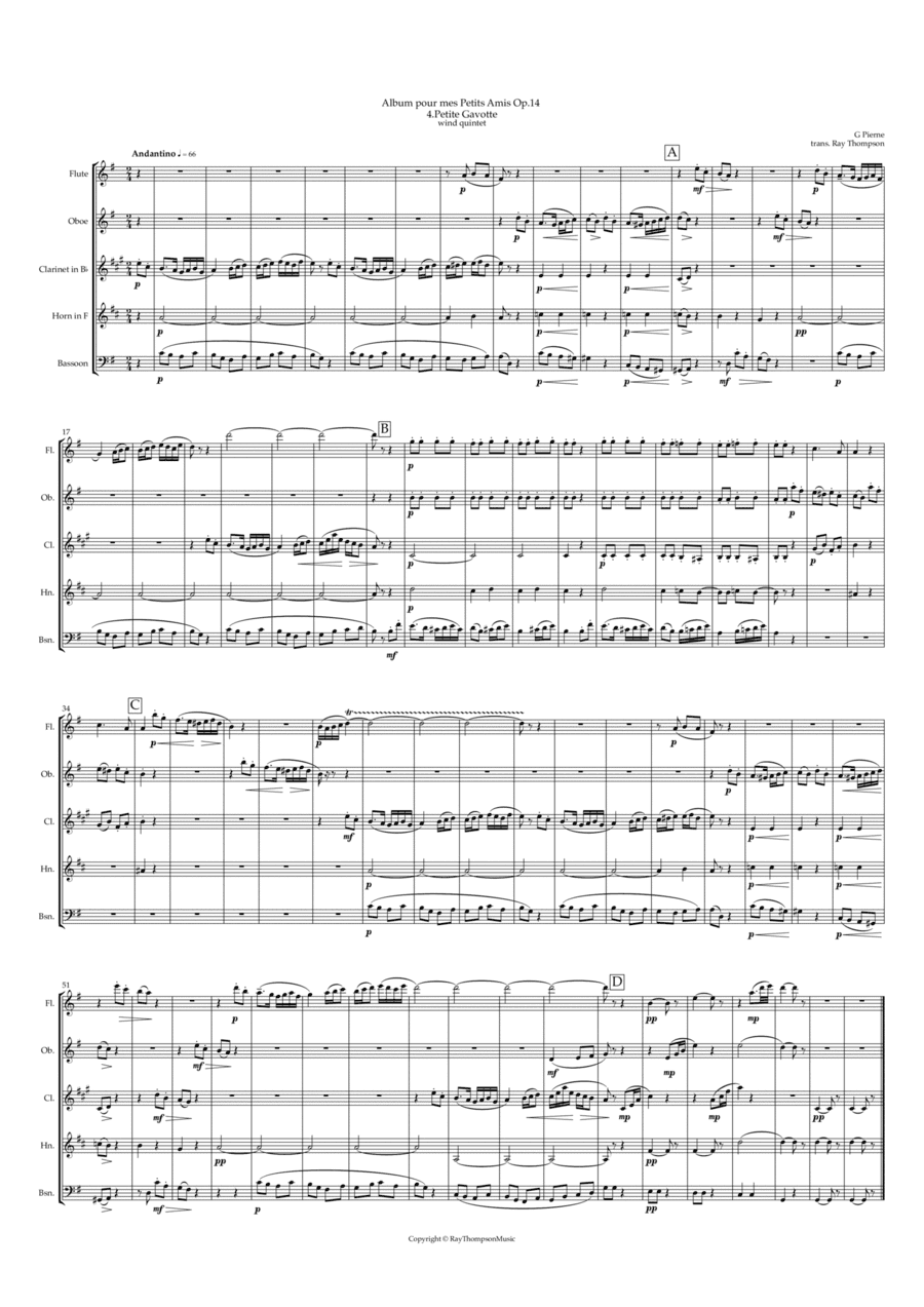 Pierné: Album pour mes Petits Amis Op.14 - 4. Petit Gavotte -  wind quintet (arr. Ray Thompson)