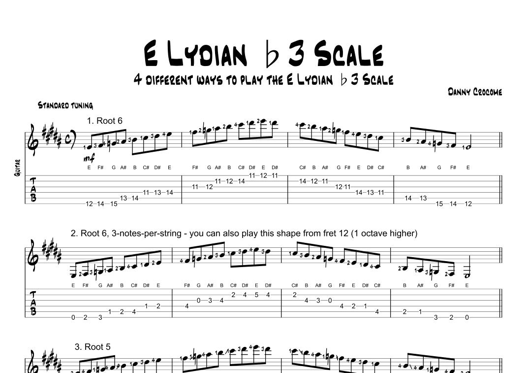 E Lydian b3 Scale (4 Ways to Play)