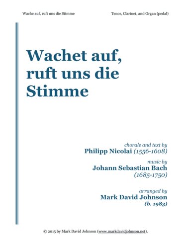 Wachet auf, ruft uns die Stimme (arr. Mark David Johnson)