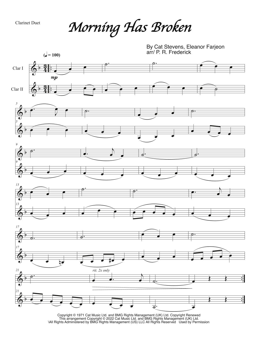 Morning Has Broken (arr. P. R. Frederick)