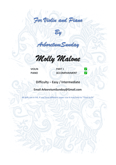 Molly Malone for Violin and Piano (arr. ArboretumSunday)