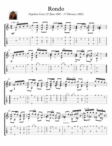 Rondo by Napoleon Coste (arr. PianoSheetNow)