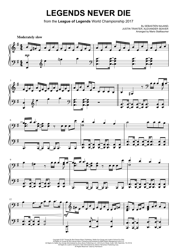 Legends Never Die (arr. Mario Stallbaumer)
