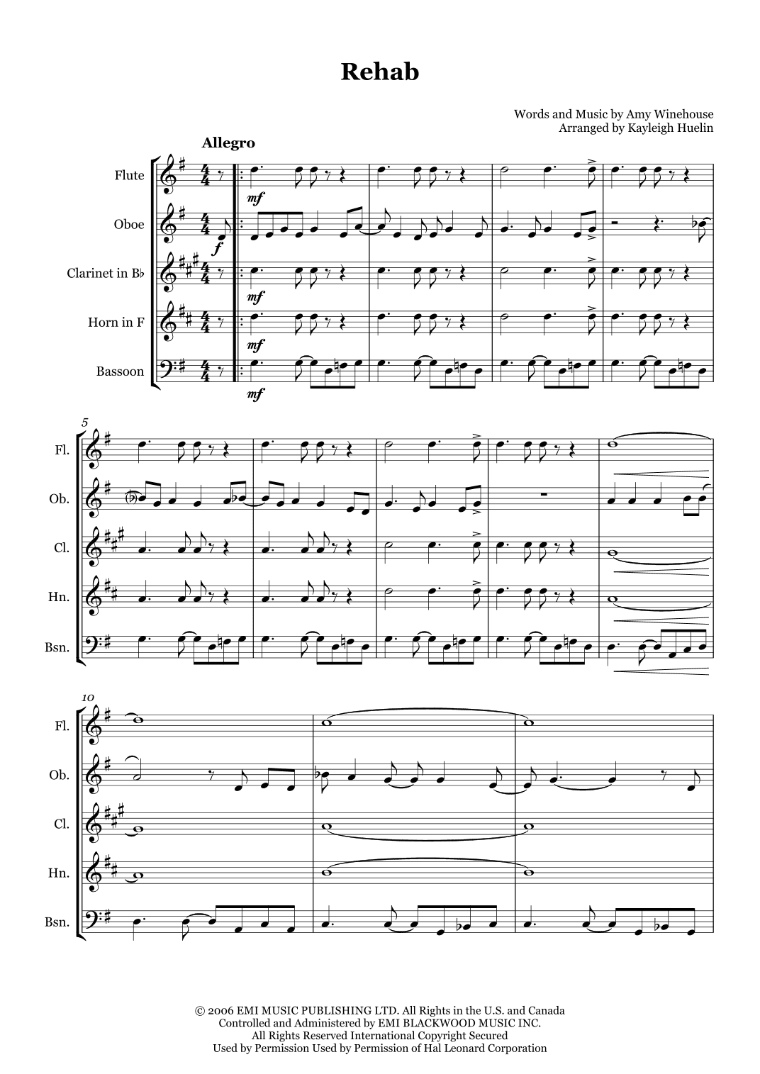 Rehab (arr. Kayleigh Huelin)