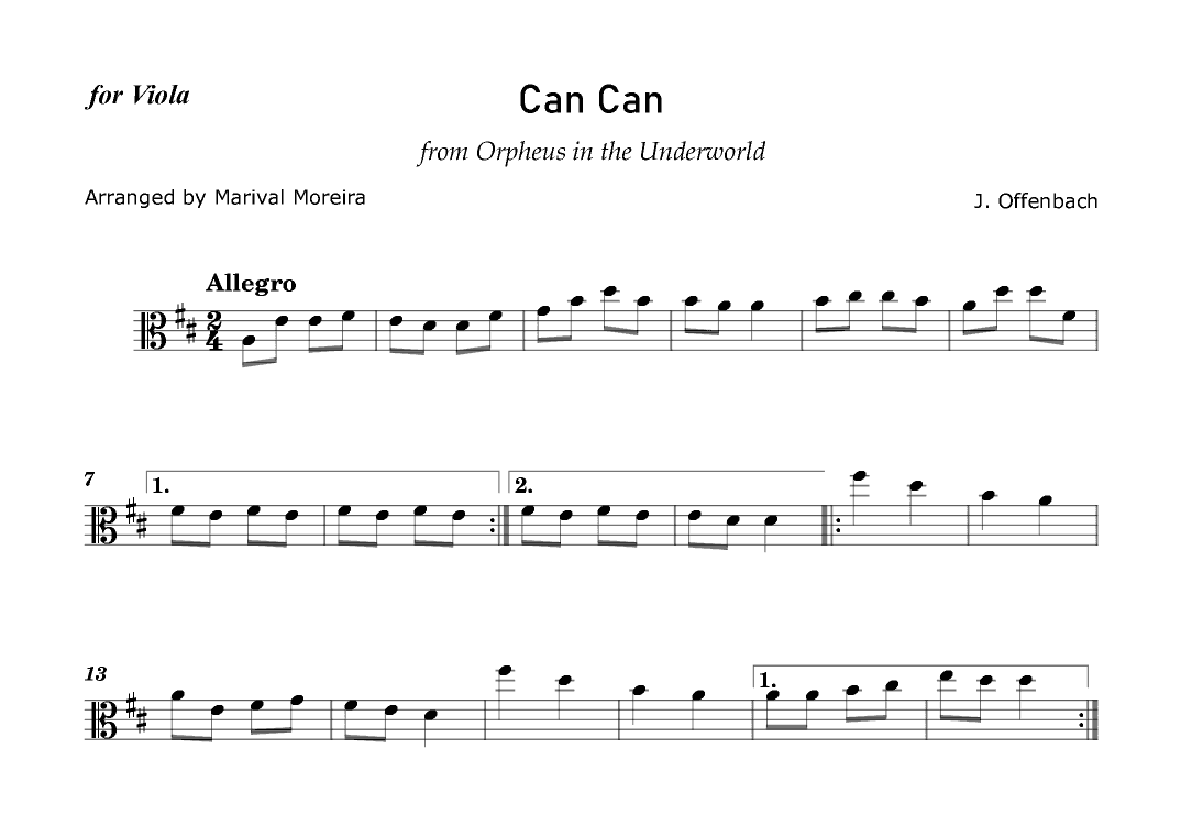 Can Can - J. Offenbach - Viola solo (arr. Marival Moreira)
