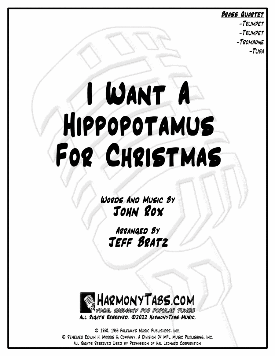 I Want A Hippopotamus For Christmas (Hippo The Hero) (arr. Jeff Bratz)