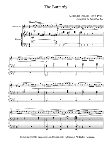 The Butterfly by Alexander Ilyinsky for Bb Clarinet and Piano (arr. Seunghee Lee)