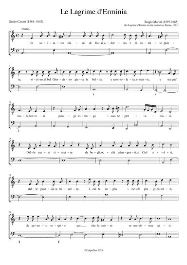 Le lagrime d'Erminia (Biagio Marini) (arr. Early Music Scores)