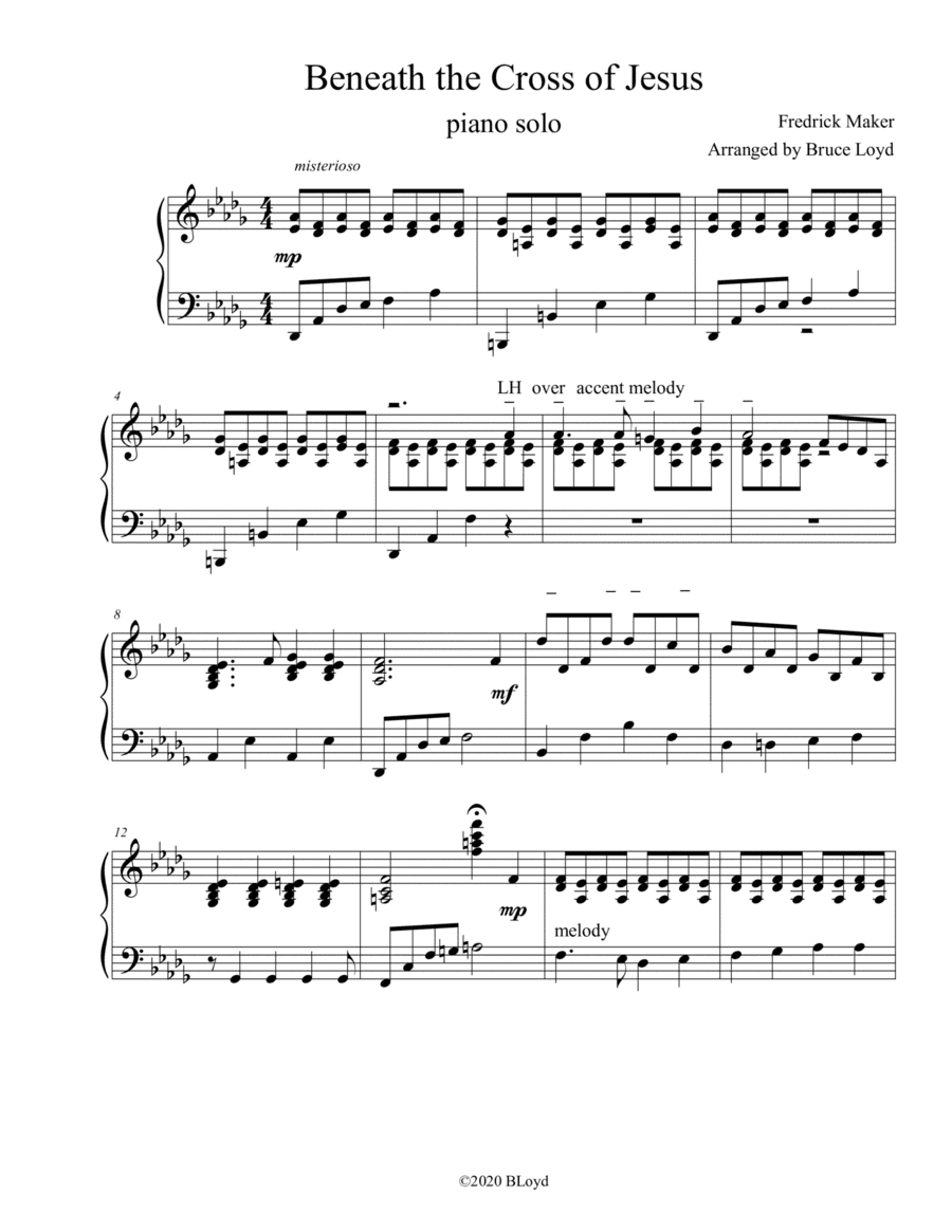 Beneath the Cross of Jesus piano solo (arr. Bruce Loyd)