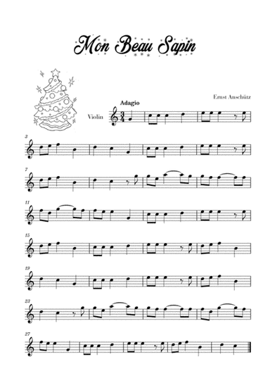 Mon Beau Sapin (for Violin) (arr. Cadenza Editions)