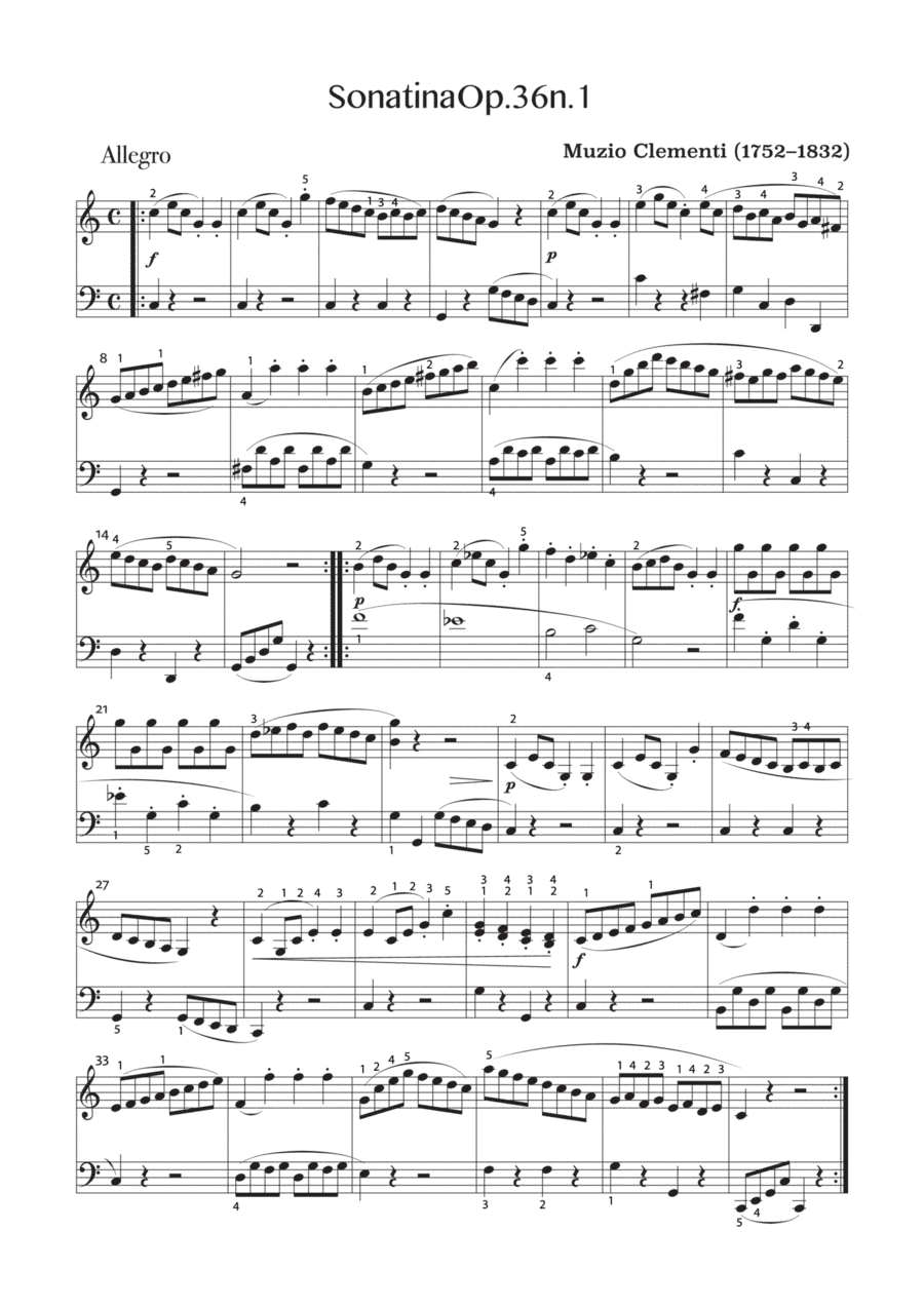 Sonatina in C major, Op 36 No 1 (arr. Adrienne Low)