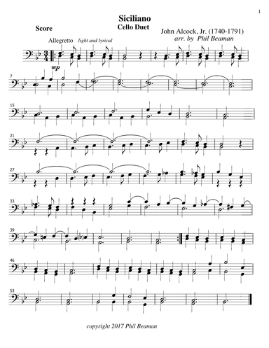 Siciliano - Cello Duet (arr. Phil Beaman)