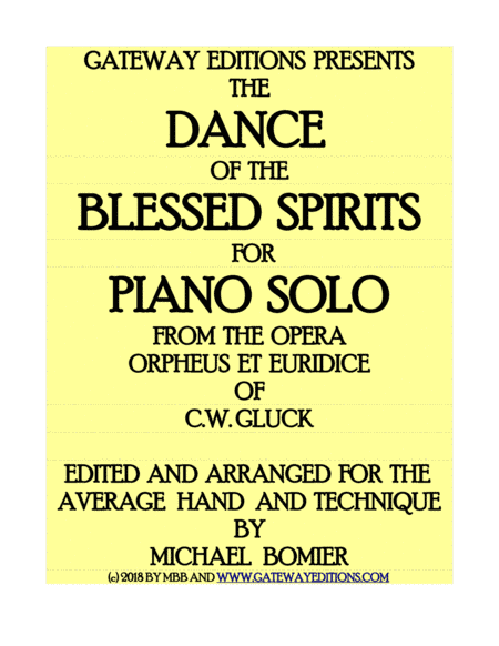Dance of the Blessed Spirits for Piano Solo (arr. Michael Bomier)