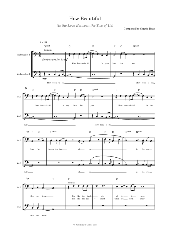 How Beautiful (Is the Love Between the Two of Us) - Cello duet