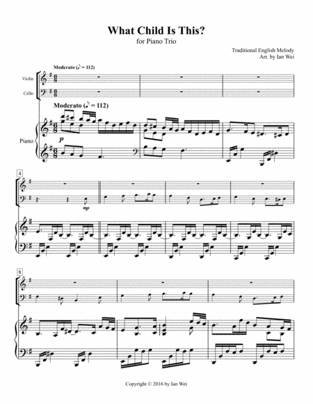 What Child Is This? for Piano Trio (arr. Ian Wei)