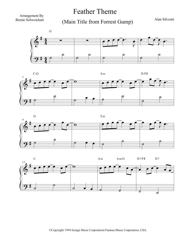 Forrest Gump - Main Title (feather Theme) (arr. Bernie Schweickart)