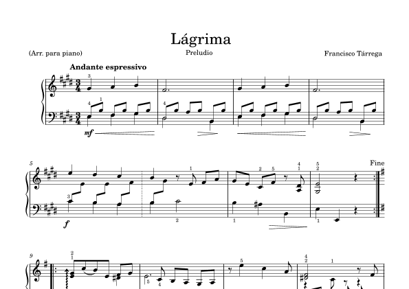 Lágrima (arr. José Manuel Parrado Lato)