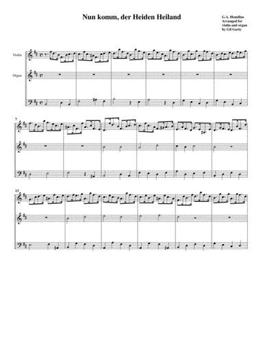 Nun komm, der Heiden Heiland (arrangement for violin and organ) (arr. Gil Garty)