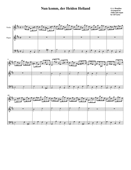 Nun komm, der Heiden Heiland (arrangement for violin and organ) (arr. Gil Garty)