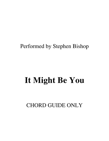 It Might Be You (arr. RWM)