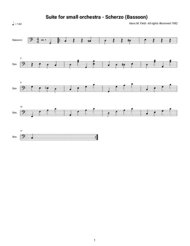 Suite for Small Orchestra - Scherzo (Basoon Part)