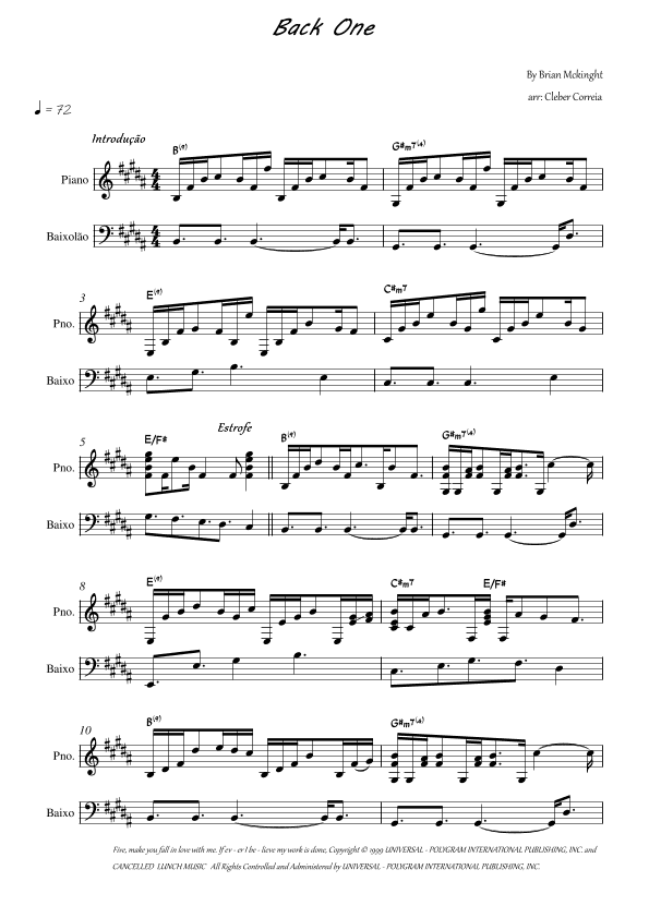 Back At One (arr. Cleber Correia)