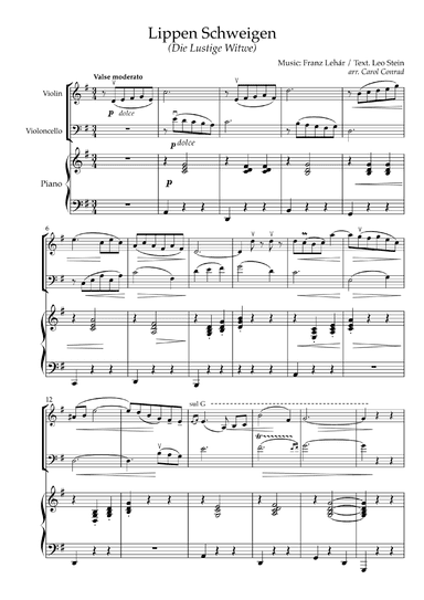 Lippen Schweigen (Merry Widow Waltz), for baritone/tenor, soprano & piano trio (arr. Carol Conrad)