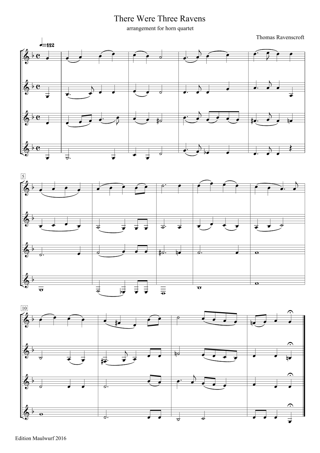 There Were Three Ravens (arr. Edition Maulwurf)