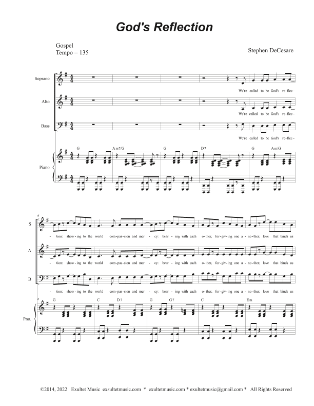 God's Reflection (Vocal solo and SAB)