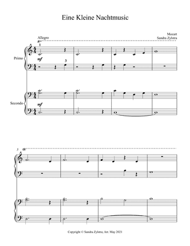 Eine Klein Nacht Music (beginning solo with optional elementary duet) (arr. Sandra Zylstra)