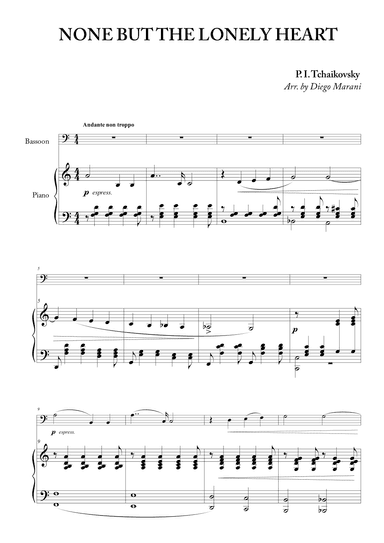 "None but the Lonely Heart" for Bassoon and Piano (arr. Diego Marani)