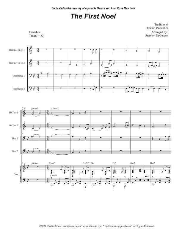 The First Noel (Brass Quartet and Piano - Alternate Version) (arr. Stephen DeCesare)