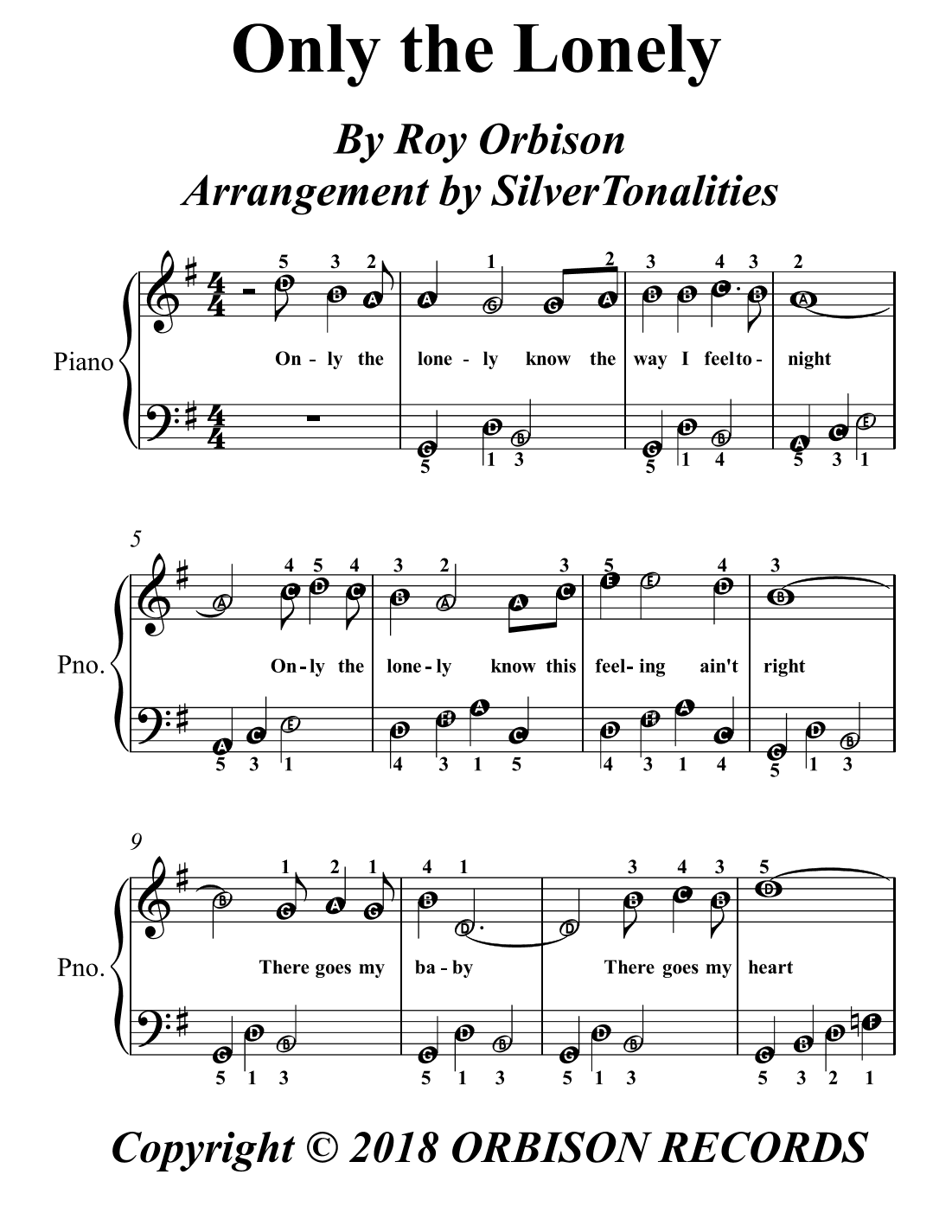 Only The Lonely (know The Way I Feel) (arr. SilverTonalities)