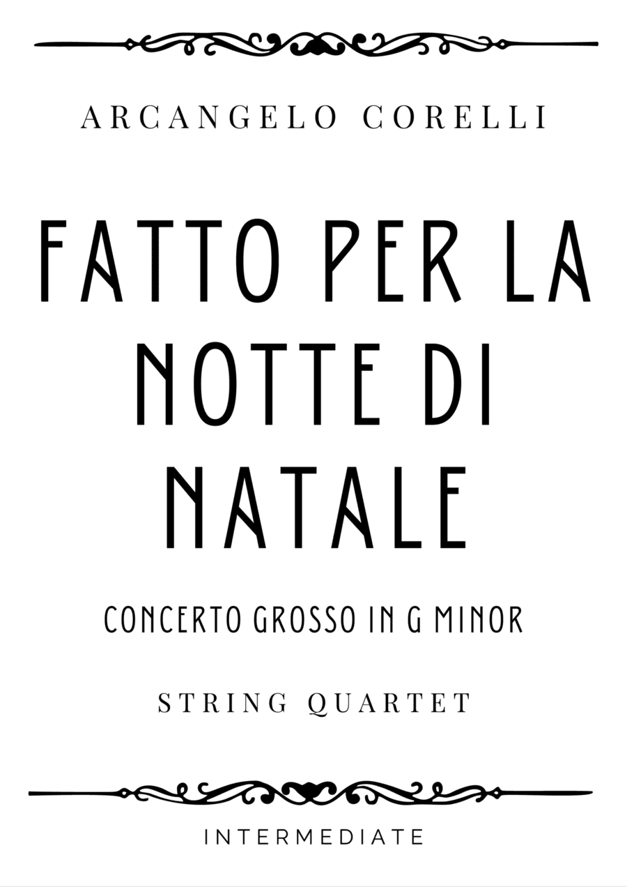 Corelli - Concerto grosso in G minor 'Fatto per la Notte di Natale' - Intermediate (arr. Piacere Music Sheets)