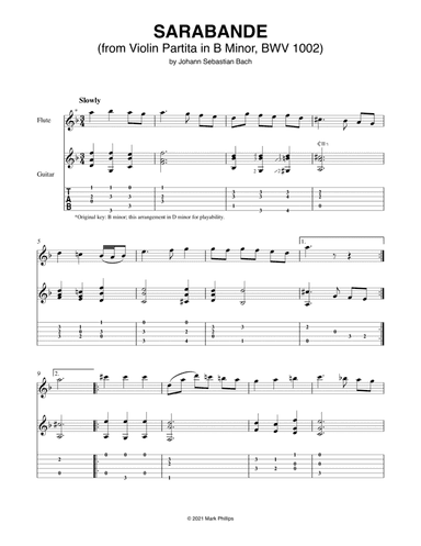 Sarabande (from Violin Partita in B Minor, BWV 1002) (arr. Mark Phillips)