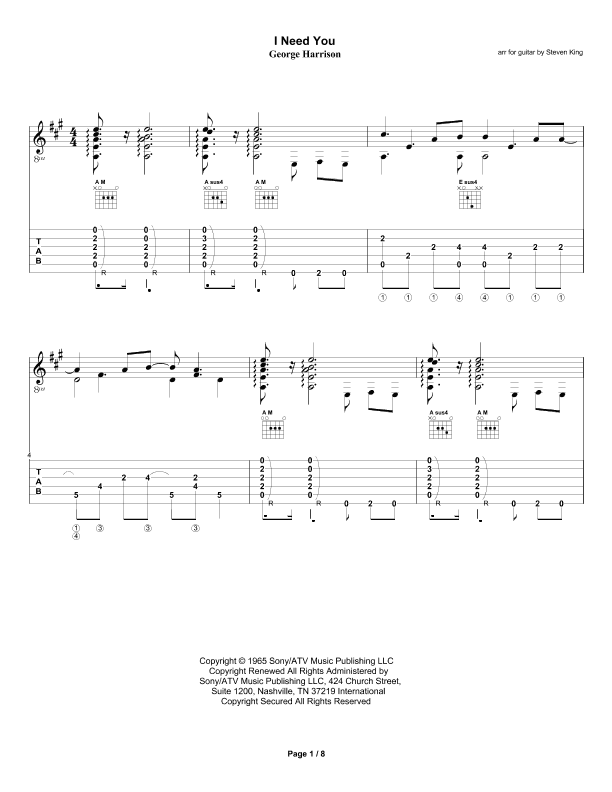 I Need You (arr. Steven King)