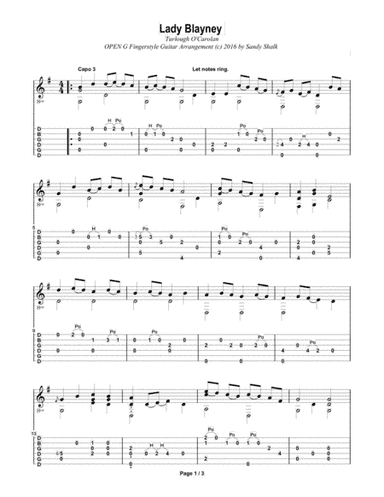 Lady Blayney (O'Carolan for OPEN G Fingerstyle Guitar) (arr. Sandy Shalk)